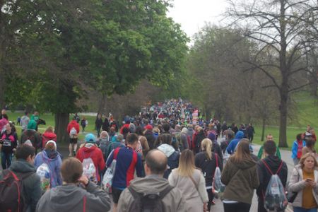 Runners heading towards the start area