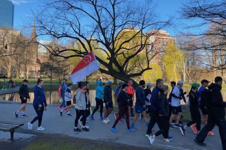 Runners heading to the bus pick-up area